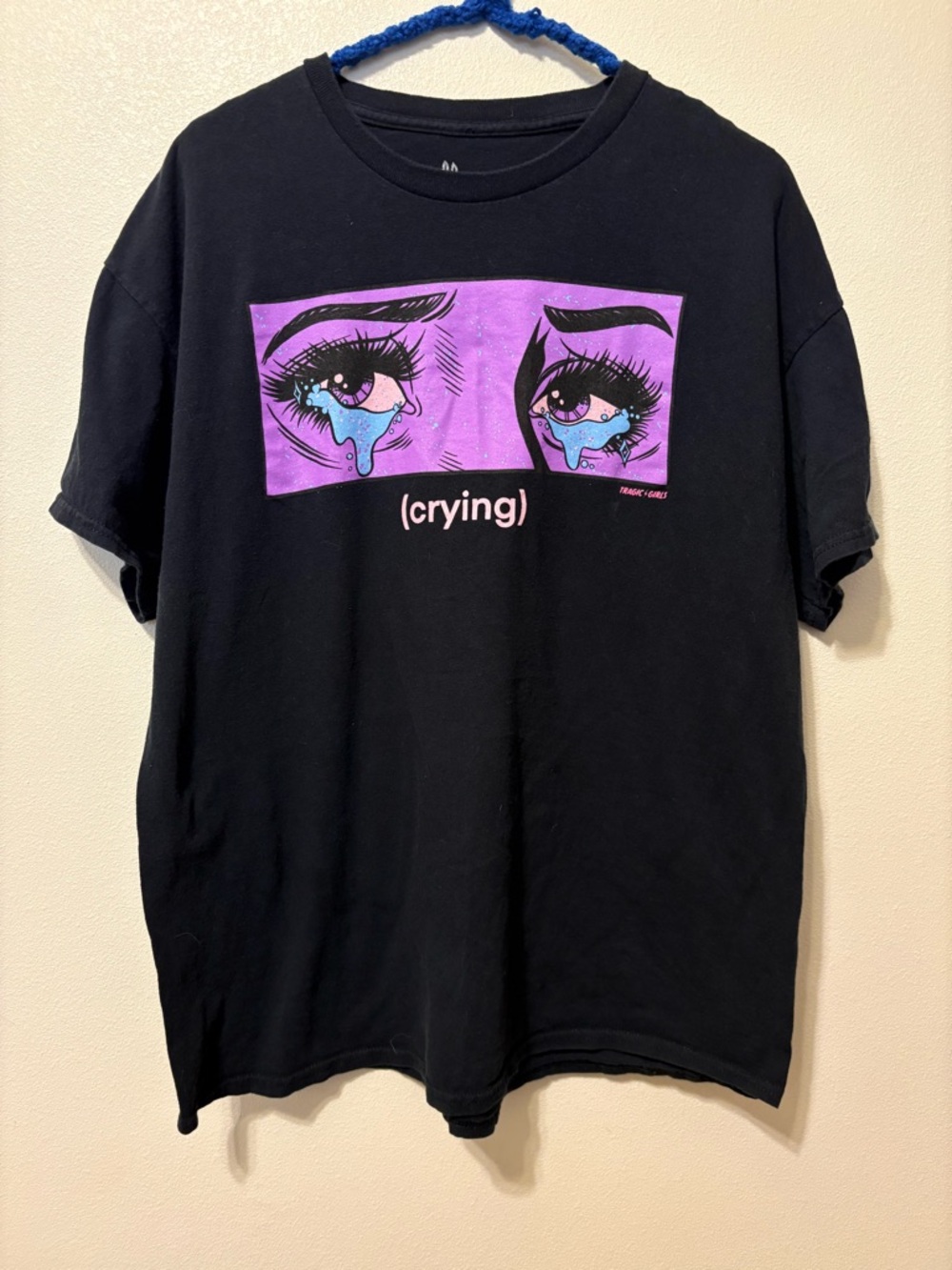 Threadless Black Tee with Purple & Pink Graphic